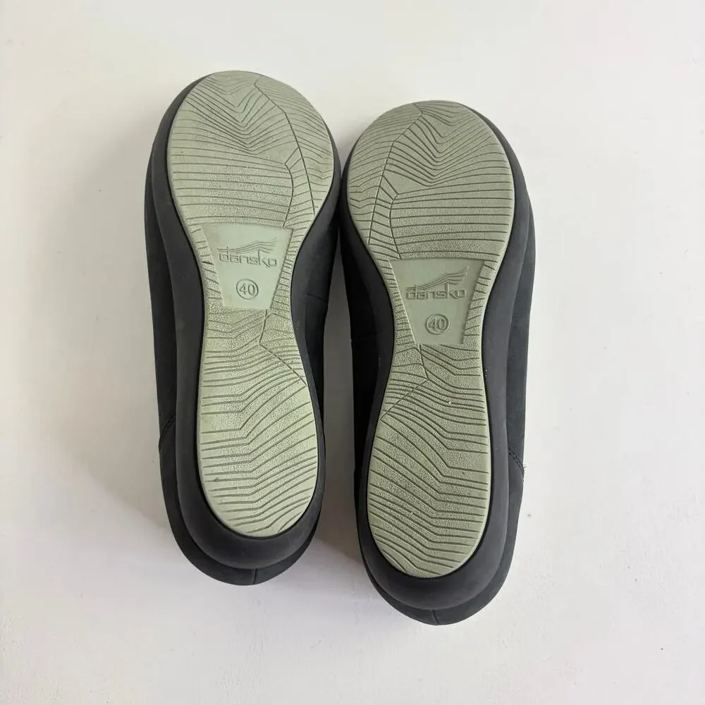 Dansko Kristen Black Comfort Wedge Round Toe Ballet Flats Water Resistant Sz 40